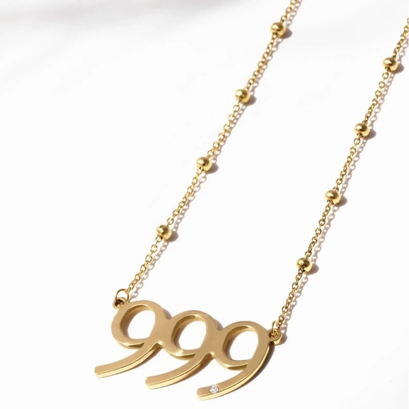 Jackie Mack ABUNDANCE NECKLACE ANGEL NUMBER 999 Elegant 18k Gold Plated NEW $68! - Picture 1 of 5